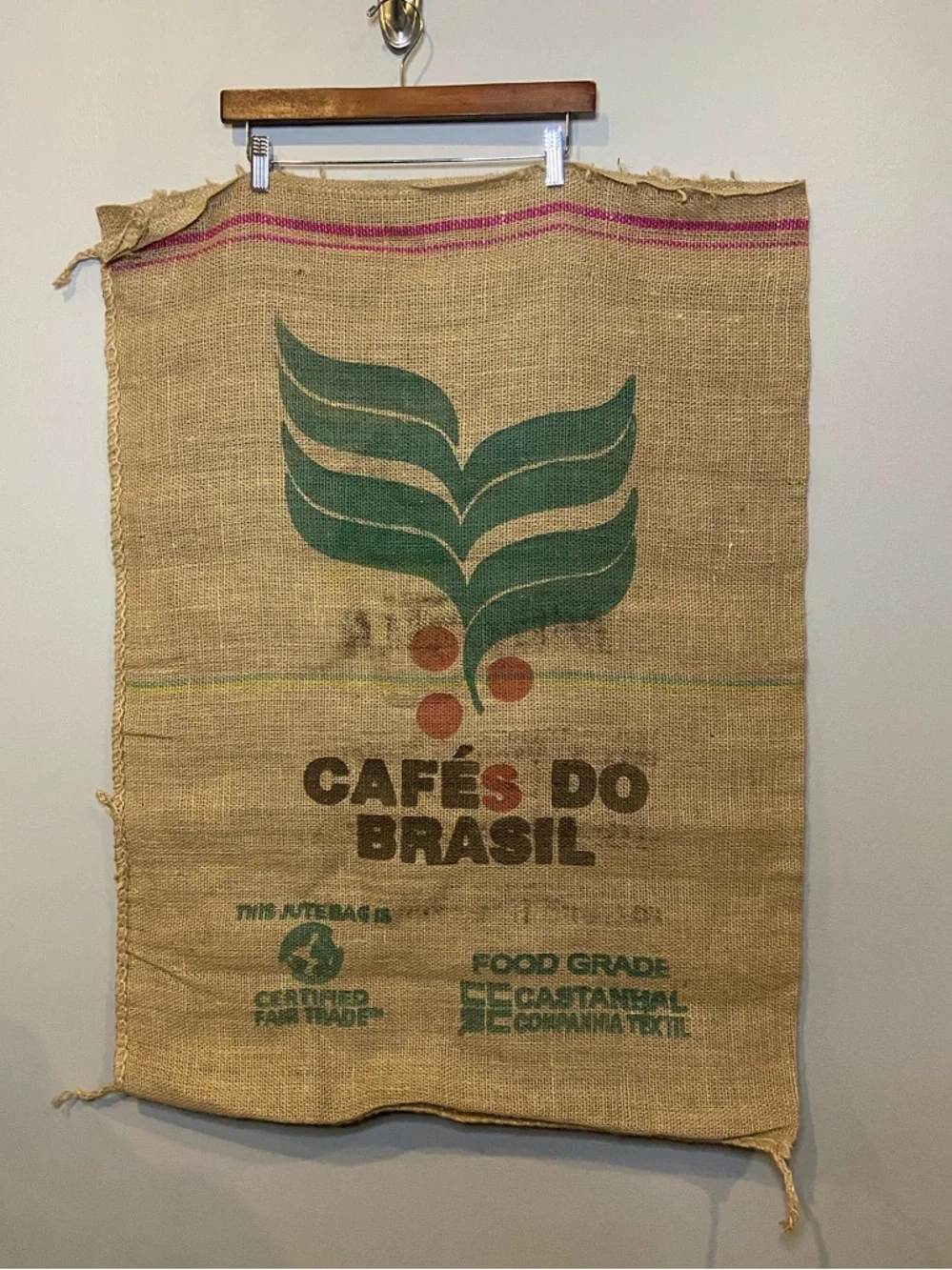 Minasul / Cafés do Brasil Certified Fair Trade Burlap Coffee Sack / Rustic Decor